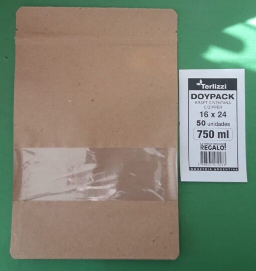 Bolsas DOYPACK KRAFT c/ ZIPP 16x24 (750ml)